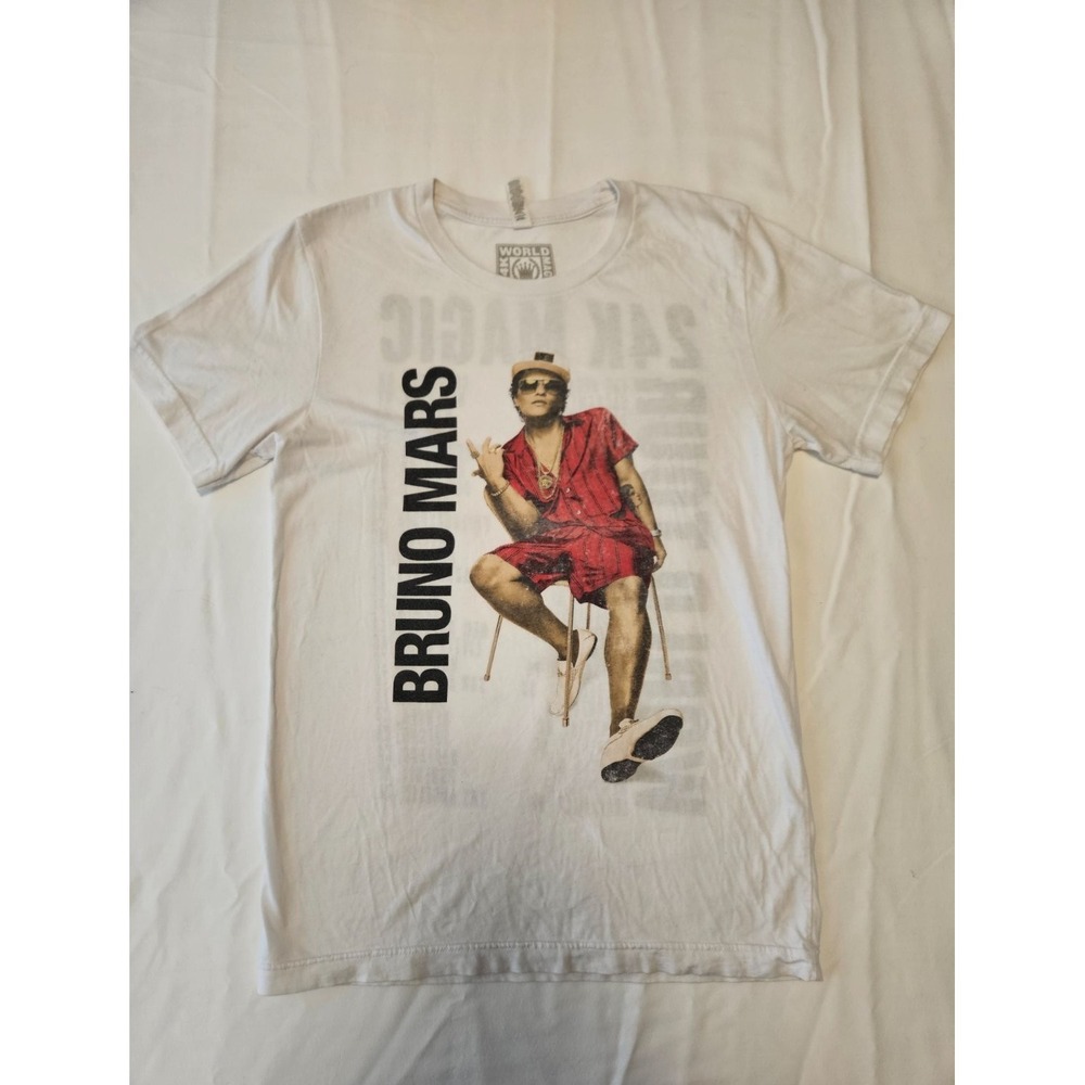 Official Bruno Mars 24K Magic World Tour Men's Small Concert T Shirt White